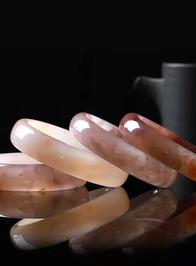 新款飘花金丝玉手镯女真货女士紫罗兰色玉镯真玉玉镯子玉石