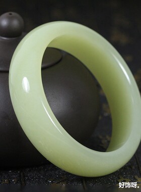 天然新疆和田玉手镯青白玉手镯女正圈玉石天然青白玉手镯旺夫镯子