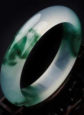 新疆旺夫玉女款票花色玉手镯白色玉手镯送爱人送妈妈送闺蜜礼物