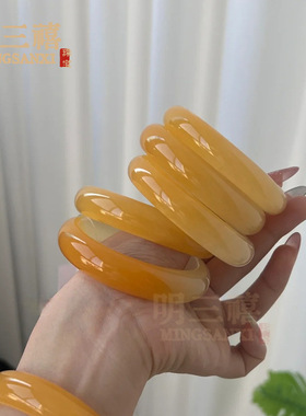 云南黄龙玉手镯冰种玉镯女天然玉石手镯黄玉翡翠黄色黄翡翠金丝玉