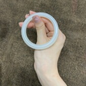 新疆和田玉羊脂玉镯女款 叮当镯少女圆条细条晴水天然白玉手镯