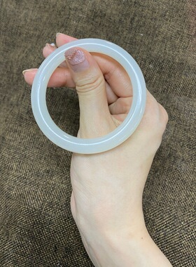 新疆和田玉羊脂玉镯女款叮当镯少女圆条细条晴水天然白玉手镯