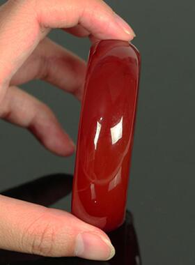 石英玉巴玉镯子加宽版窄版玉手镯红色玉手镯送亲友