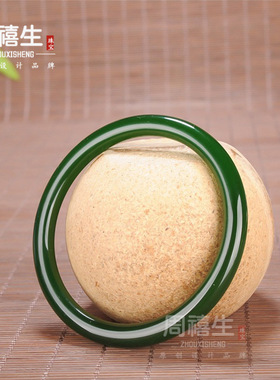 外蒙料碧玉手镯细条少女款菠菜绿色昆仑羊脂白玉圆条玉石玉镯子