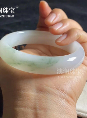 新疆玉镯金丝玉天山翠手镯似翡翠糯冰种货少女真玉