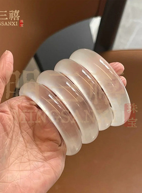 水沫玉石英岩玉独龙玉手镯白月光玉镯冰透玉髓高冰玻璃种