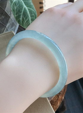 缅甸翡翠细条玉手镯女少女年轻款小巧翡翠圆条大码冰种玉镯子