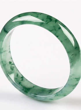 缅甸老坑冰种飘花翡翠手镯飘绿花冰糯种正圈玉镯少女款玉石玉手镯