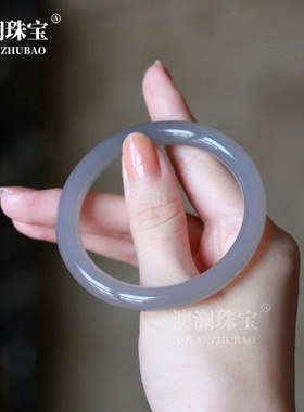 外蒙料仿青海料和田玉烟紫圆条手镯烟灰色玉镯美人条冰种紫罗兰料