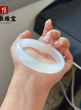 天山翠白月光手镯天然玉石金丝玉天山翠手镯工厂微翠飘花玉手镯