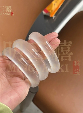 水沫玉石英岩玉独龙玉手镯白月光玉镯冰透玉髓高冰玻璃种