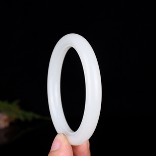 天然新疆和田玉白玉手镯羊脂白玉镯子复古少女士款细圆条网红