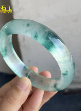 独龙玉手镯冰种飘花翡翠色玉镯子非洲翠玉玉石饰品货源