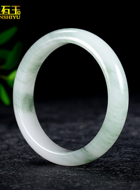 新疆金丝玉天山翠昆仑翠玉手镯白糯金丝玉镯戈壁玉翡翠色镯子