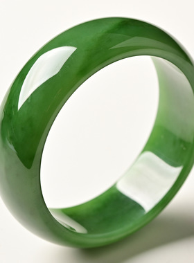 【】新疆和田碧玉手镯菠菜绿宽版女款旺夫真复古风送妈妈