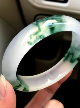 冰种玉手镯石英岩飘花玉镯玉器玉石少女玉镯子女款白玉手镯