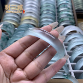 高冰天然正圈玉镯子翡翠色手镯石英岩质玉天空蓝手镯天青冻水沫玉