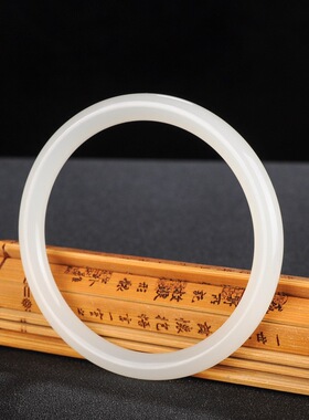 新疆和田玉羊脂级白玉手镯玉镯圆条细条手镯正圆镯少女镯细款旺夫