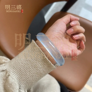 天然水沫玉冰冰同款冰种白月光冰飘花独龙玉镯玉石手镯石英岩玉