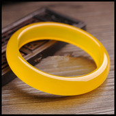 冰种石英岩质玉手镯黄龙玉石手镯 翠玉黄翡色镯子货