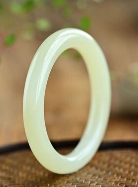 外蒙料仿和田玉浅晴水手镯圆条仿真玉镯子女款青白色美人镯