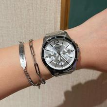 卡西欧商务休闲优雅三眼石英指针钢带手表男MTP-1374D-1A/1375