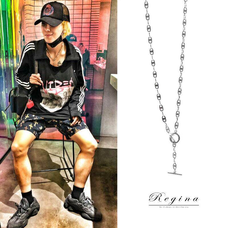 Bling宋旻浩mino同款日韩超酷冷淡风简约锁骨链猪鼻子个性项链Bli