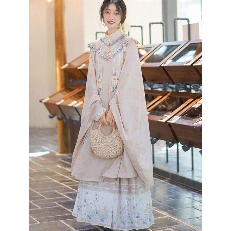 正版原创明制汉服女长衫马面裙云肩古风刺绣超仙春夏秋季日常套装