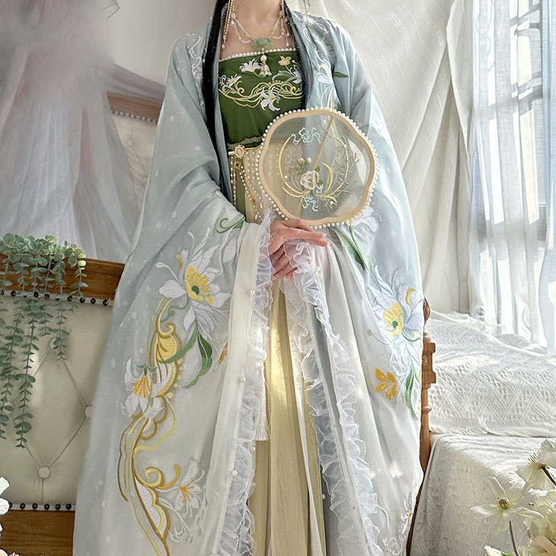 汉服女2025新款唐制重工刺绣【小酒馆】汉元素大袖衫一片式诃子裙