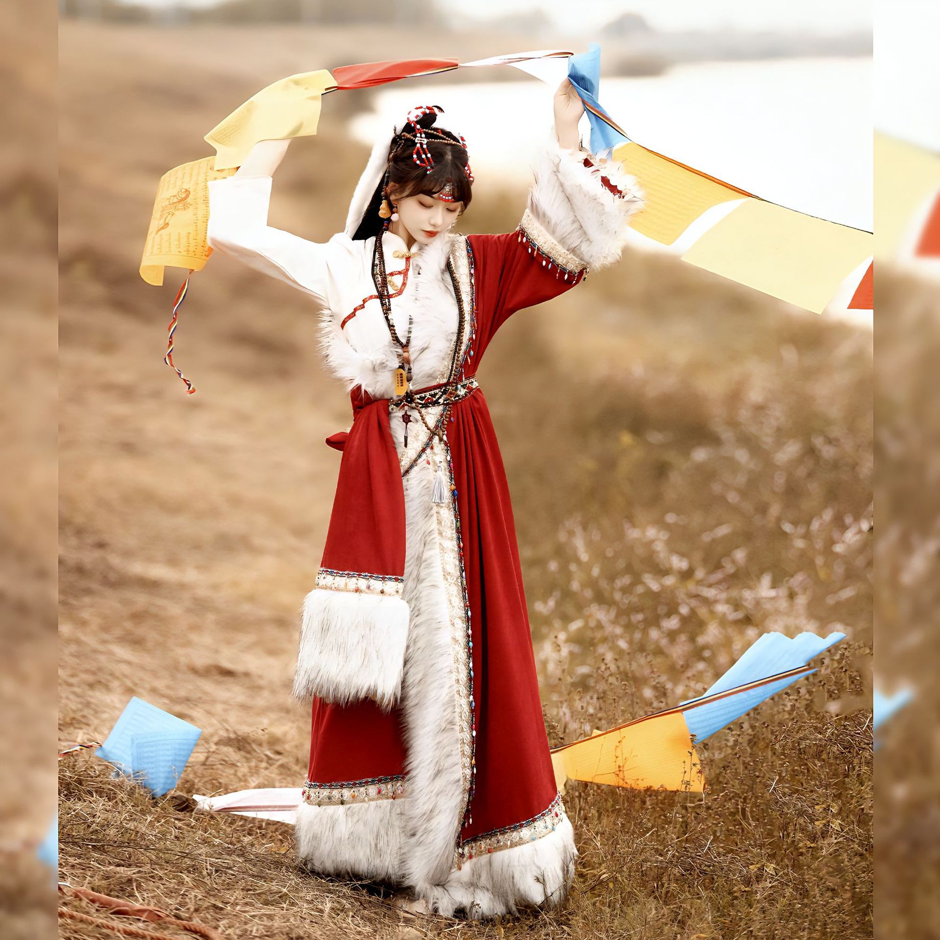 枳羽棠藏袍改良异域秋冬款【雪域】民族风藏元素毛领服饰男女款