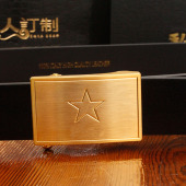 私人订制五角星皮带纯黄铜腰带头层牛皮皮带手工定制腰带