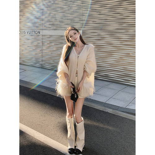 【Creme苏黎白茶】仙品级——Winter edelweiss鸵鸟毛&马海毛外套