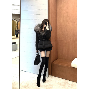 fox银狐大毛领 Momoshero 高定款 小蛮腰 90鹅绒羽绒服 银狐