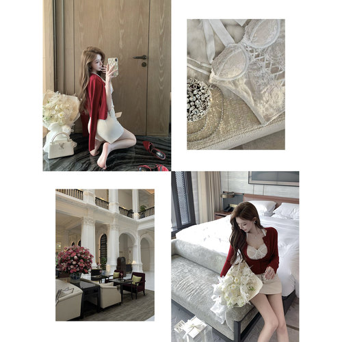 Momoshero【Reds蒂安娜】Cupid特调色！40%丝光羊毛开衫&皮裙裤