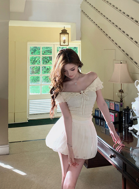 现货【白昼芭蕾】被阳光晒透的vibe～云朵花苞裙/荷叶边一字肩