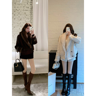 触感 Warm暖冬 复古大毛领皮草夹克外套 棕绒暖裘 限量