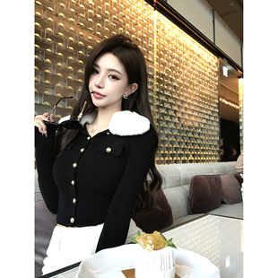 Momoshero【90s维斯小姐】New vtg！100%绵羊毛&獭兔毛领毛织上衣