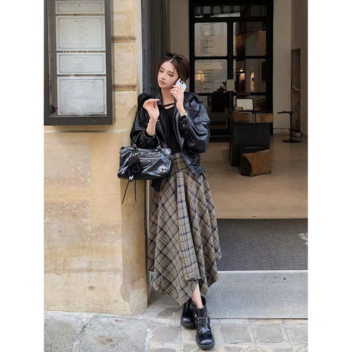 限量【流浪艺术生】CestNous系列“复古旧调”英伦格纹不对称半裙