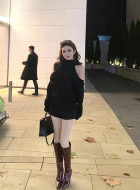 限量【美肩沦陷】“first love节日限定版！”韩系绵羊毛露肩毛衫