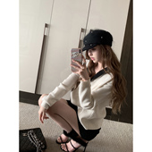 Lux撞色版 Momoshero Soft娇贵姐姐 100绵羊毛深v上衣&半身裙