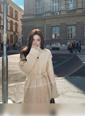 限量【Mandarin女主大衣】贵奢品 820g全羊毛双面呢大衣&中古裙裤