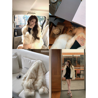 Momoshero【落日雪狐】奢娇感”fox fur渐变金调“狐狸毛皮草外套