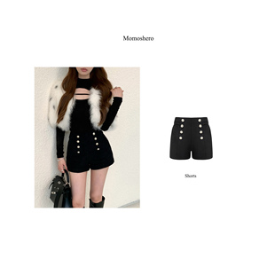 Momoshero【Woolen赫拉裤】至美小Sexy绵羊毛版!双排扣毛呢短裤
