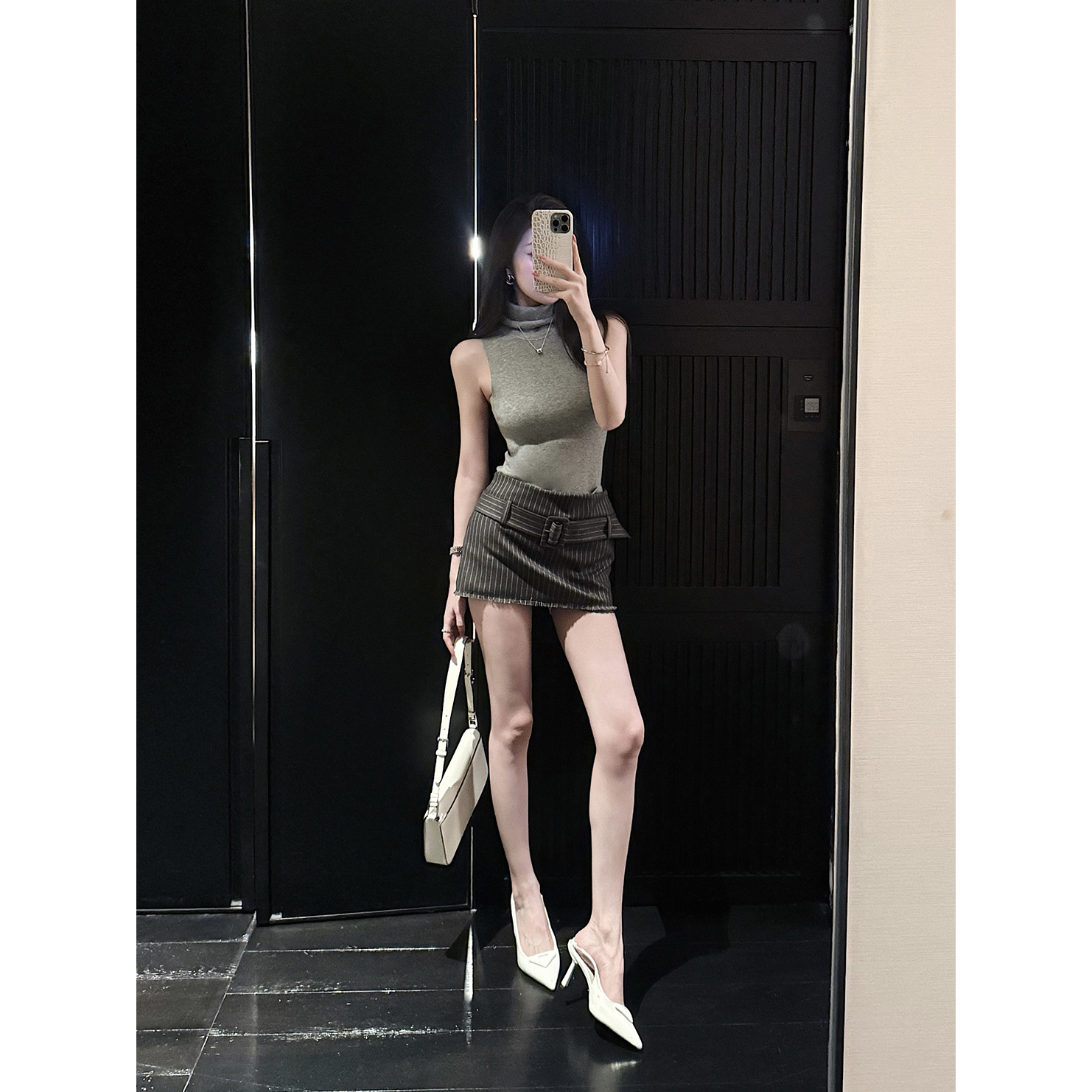 【“智性恋”西装裙】——OL时髦尖子生的色织条纹半裙（配腰带