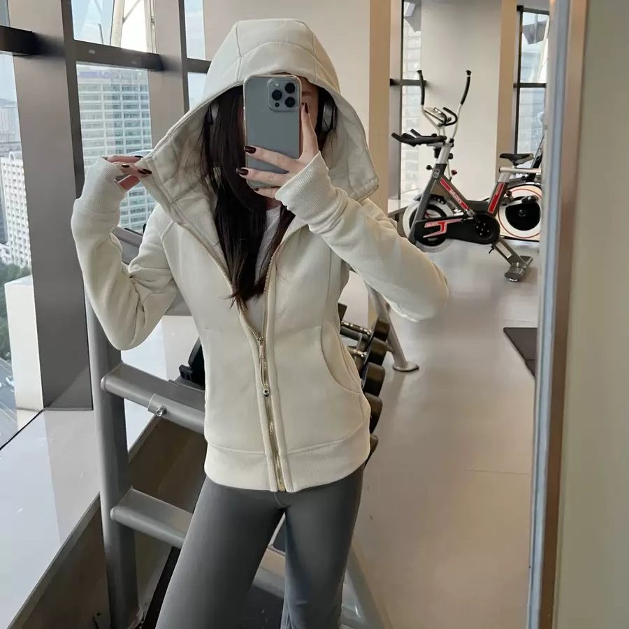lu同款修身卫衣收腰连帽外套