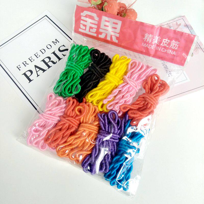 女士黑色发圈橡皮筋缠线细皮筋金果不伤发盘发毛线皮筋皮套头发绳