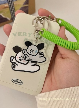 原创设计小众绿色流汗小狗卡套配色饭卡套公交车卡套地铁卡套