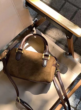 韩版秋冬新款复古绒面百搭单肩斜跨小包包枕头包波士顿手提女包潮