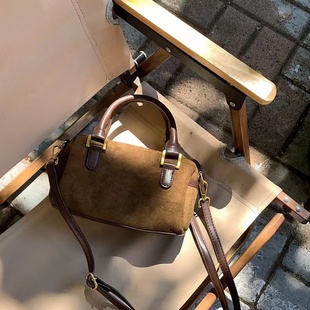 韩版秋冬新款复古绒面百搭单肩斜跨小包包枕头包波士顿手提女包潮