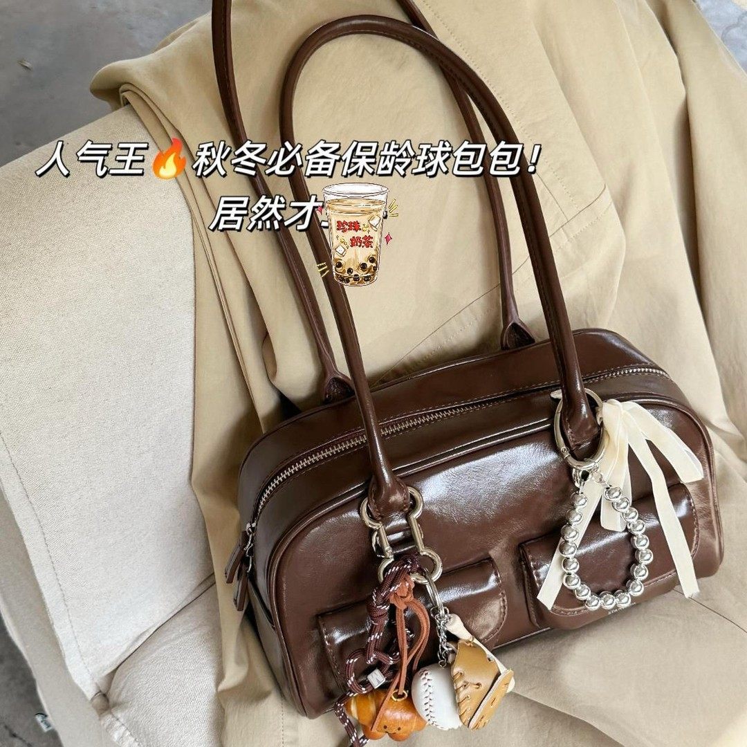 韩国博主许允真晕针同款保龄球包波士顿托特腋下包大容量单肩包女